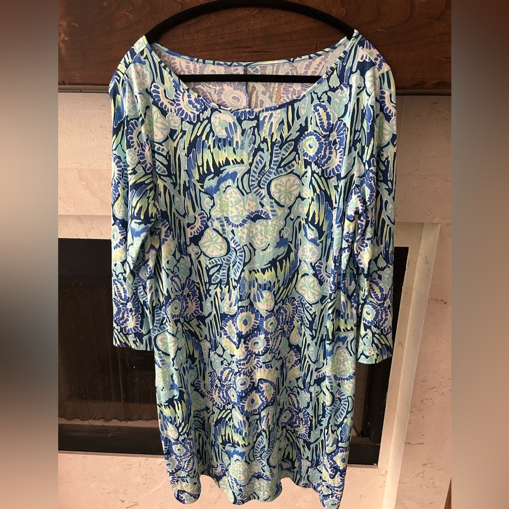 Lilly Pulitzer “Marlowe” Floral Blue and Green Dress-Sz XL